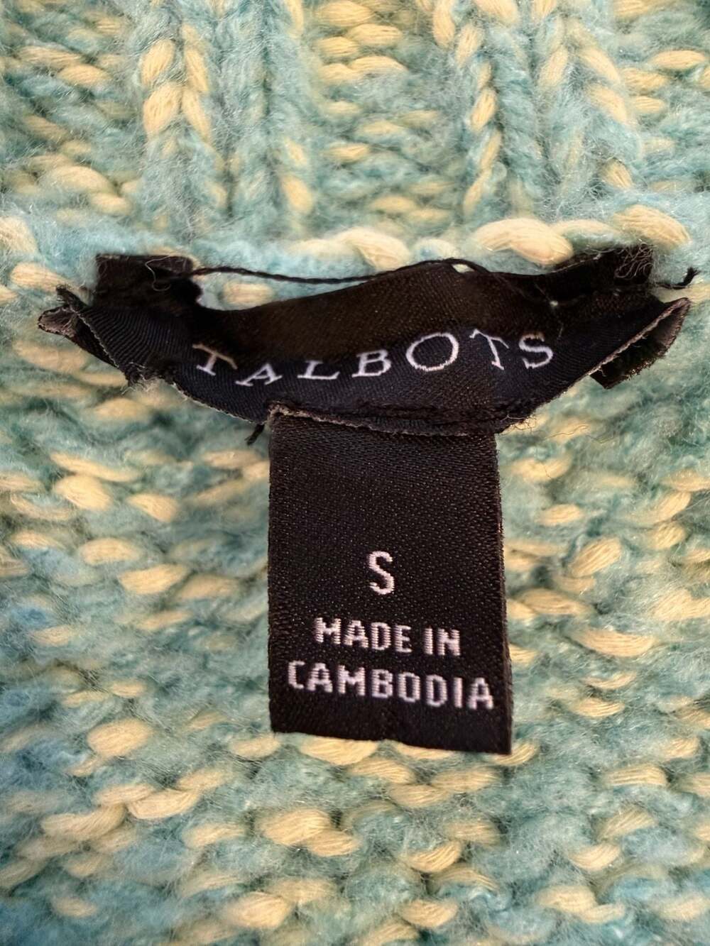 Talbots Blue Marled Knit Raglan Sleeve Sweater Size S - Picture 2 of 5